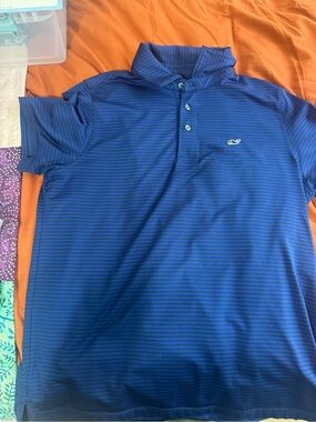 Vineyard Vines Blue Striped Performance Polo
